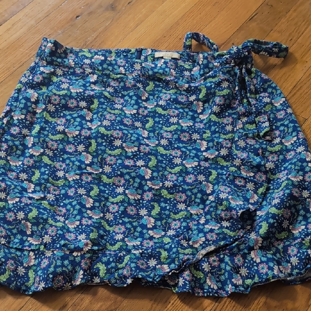 LOFT Floral Skirt in Blue and Green